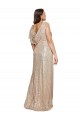 Wholesale Deep V-Neck Sleeveless Sparkling Sequin Prom Dress with Draped Cowl Back UK