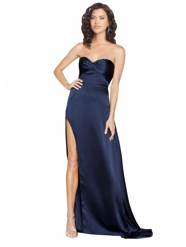 Wholesale Knotted Sweetheart Silky Satin Prom Dress with High Side Split UK