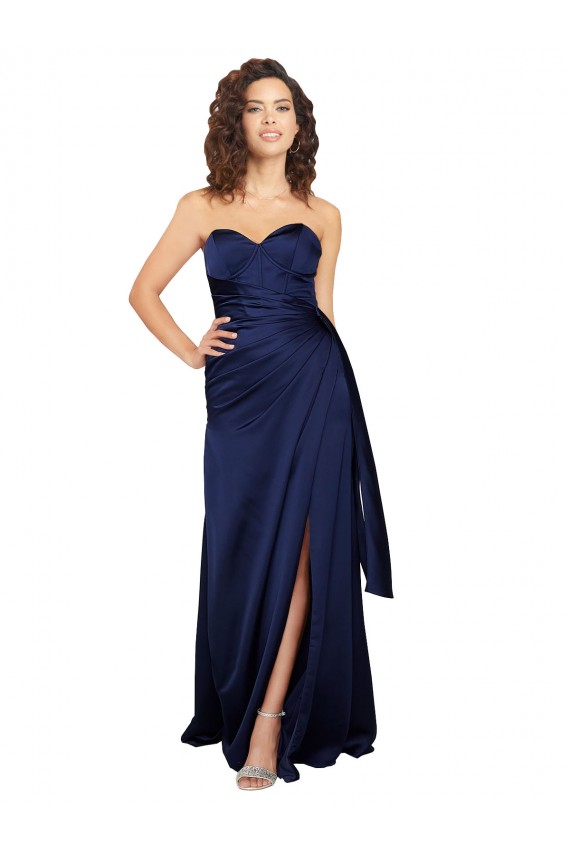 Wholesale Floor Length Wrap Skirt Silky Satin Prom Dress UK
