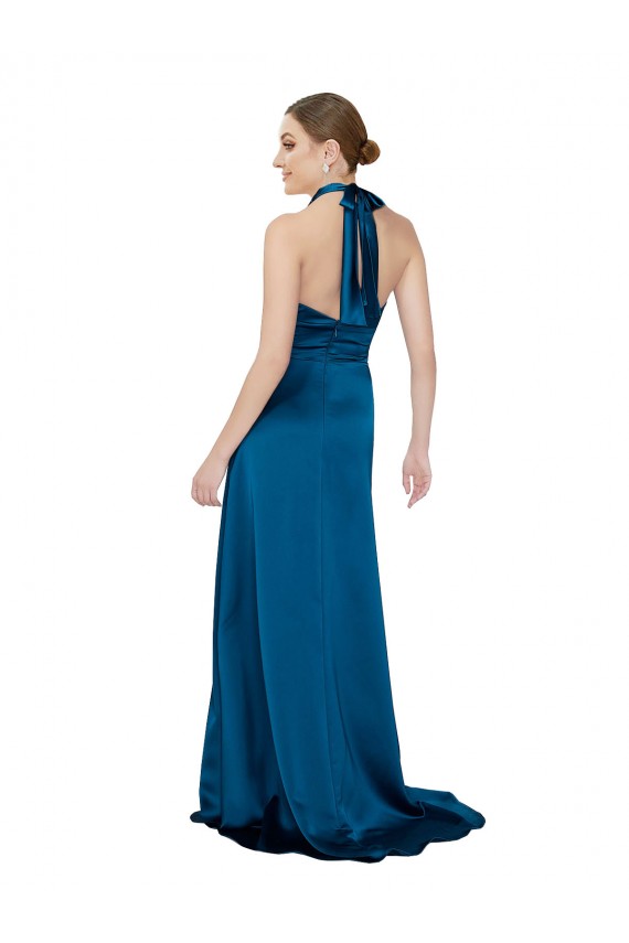 Wholesale Halter Neck Silky Satin Prom Dress UK