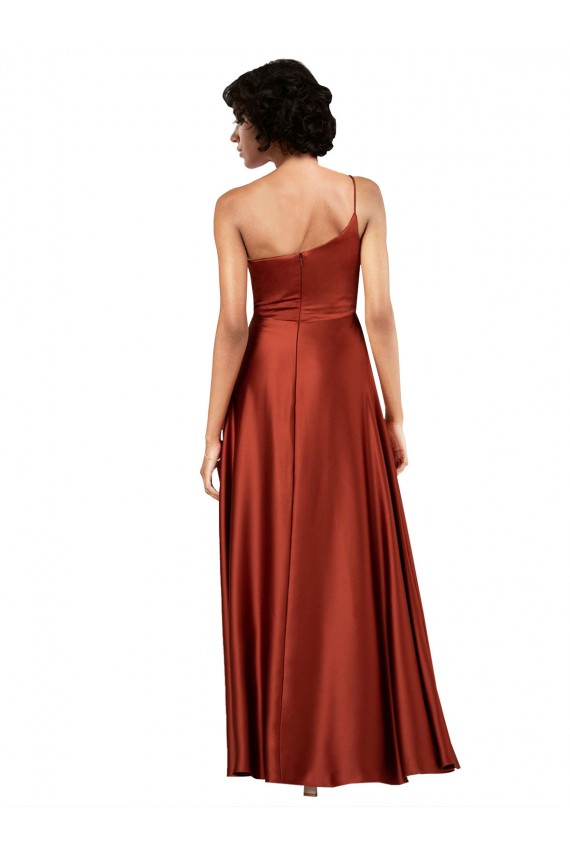 Wholesale Sophisticated One Shoulder Silky Satin Prom Dress with Full Skirt UK