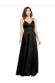 Wholesale Silky Satin Floor-Length Long Prom Dress with V-Neckline UK