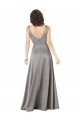 Wholesale Plunging V-Neckline Long A-Line Silky Satin Prom Dress UK