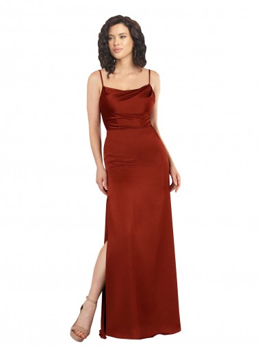 Wholesale Floor-Length Silky Satin Prom Dress with Skirt Slit UK