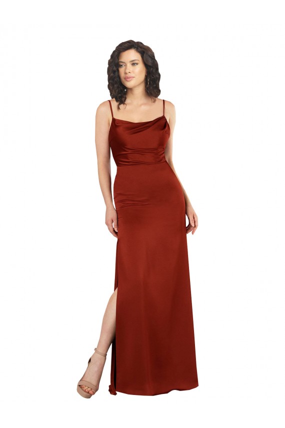 Wholesale Floor-Length Silky Satin Prom Dress with Skirt Slit UK