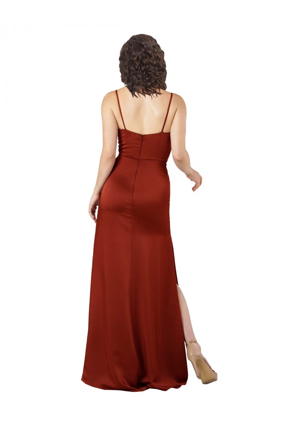 Wholesale Floor-Length Silky Satin Prom Dress with Skirt Slit UK