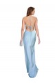 Wholesale Open Back with Ties Cowl Neck Sheath Silky Satin Long Bridessmaid Dress UK