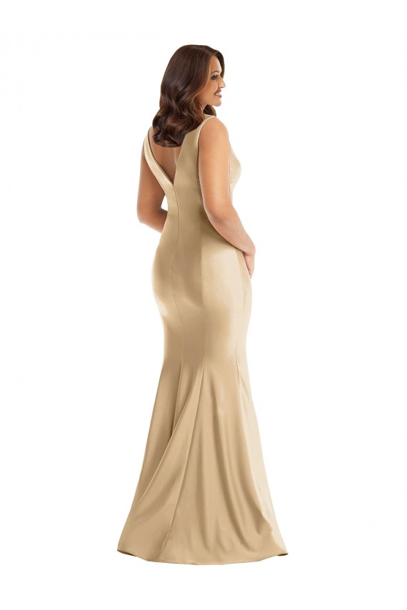 Wholesale Shirred Shoulder Silky Satin Mermaid Prom Dress UK
