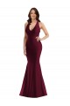 Wholesale Plunge Neckline Cutout Low Back Silky Satin Mermaid Prom Dress UK