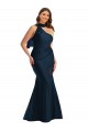 Wholesale Scarf Neck One Shoulder Silky Satin Mermaid Prom Dress with Front Slit UK