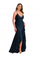 Wholesale Pleated Wrap Ruffled High Low Silky Satin Prom Dress UK