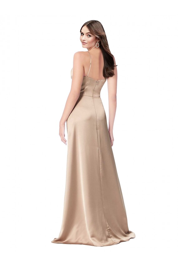 Wholesale Silky Satin Prom Dress with Draped Surplice Bodice UK