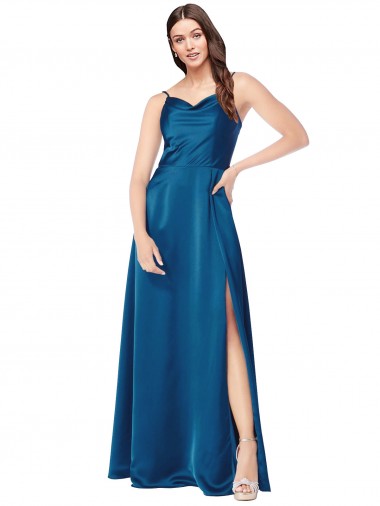 Wholesale Cowl Neck Salky Satin Prom Dress UK