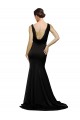 Wholesale V-Neck Full Length Silky Satin Prom Dress with Soft Cowl Neck and Sweep Train UK