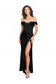 Wholesale Fitted Sweetheart Neckline Silky Satin Prom Dress with Off the Shoulder Sleeves and High Slit UK