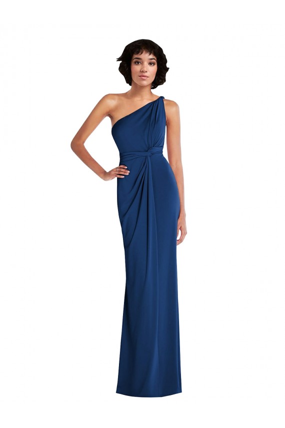 Wholesale Grecian Inspired One Shoulder Twist Draped Maxi Spandex Prom Dress UK