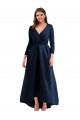 Wholesale Long Sleeves Wrapped Spandex Prom Dress with High Low Full Skirt and Pockets UK