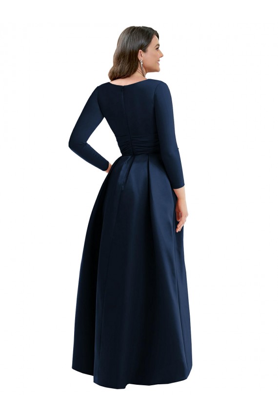 Wholesale Long Sleeves Wrapped Spandex Prom Dress with High Low Full Skirt and Pockets UK