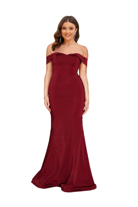 Wholesale Off Shoulder Sleeves Sweetheart Neckline Long Spandex Prom Dress UK