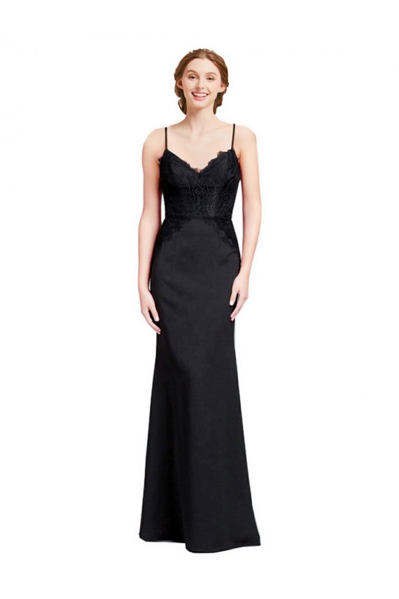 Wholesale Long Chiffon Prom Dress with Lace Bodice and Curved V-Neckline UK