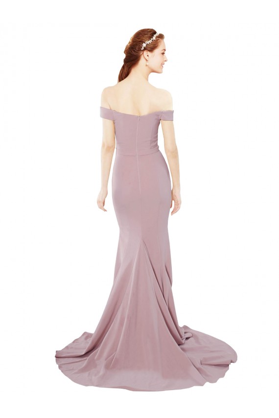 Wholesale Off the Shoulder Mermaid Long Sweep Train Prom Dress UK