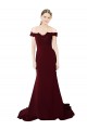 Wholesale Full Length Off the Shoulder Formal Crepe Prom Dress with Lace On Bodice and Back UK
