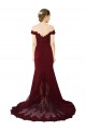 Wholesale Full Length Off the Shoulder Formal Crepe Prom Dress with Lace On Bodice and Back UK