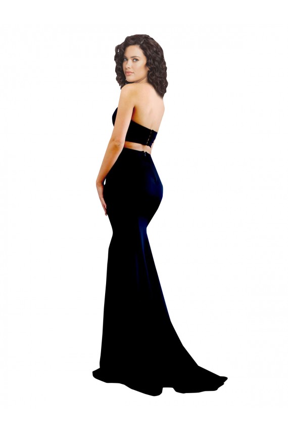 Wholesale Two Piece High Neck Crepe Prom Dress UK