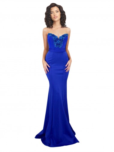 Wholesale Sweetheart Flower Neckline High Neck Crepe Prom Dress UK