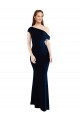 Wholesale Draped Off the Shoulder Fitted Crepe Prom Dress UK