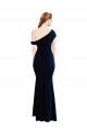 Wholesale Draped Off the Shoulder Fitted Crepe Prom Dress UK