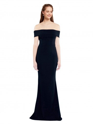 Wholesale Off the Shoulder Fitted Crepe Prom Dress with Back Cut Out UK