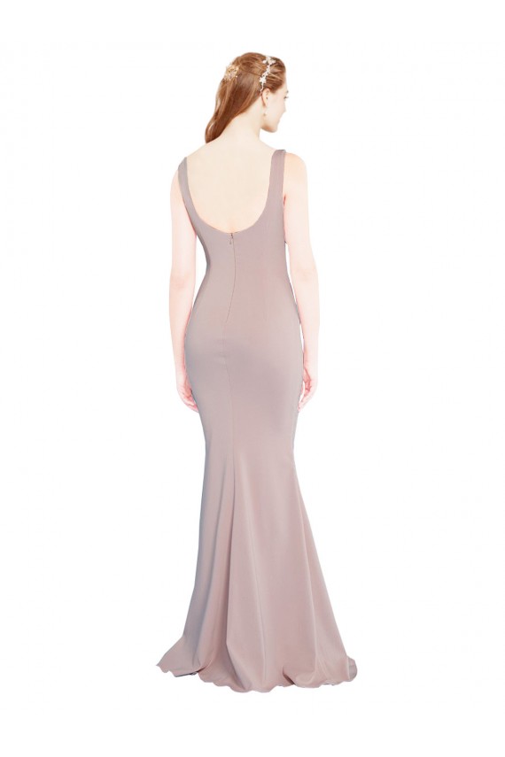 Wholesale Sleeveless Scoop Neck Fully Lined Crepe Prom Dress UK