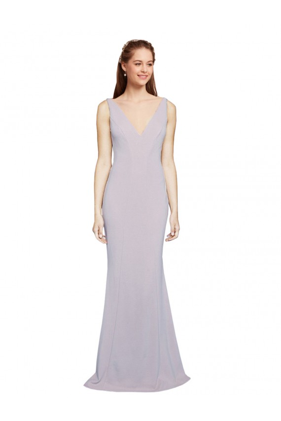 Wholesale Cut-Out Back V-Neckline Mermaid Crepe Prom Dress Keyhole Back UK