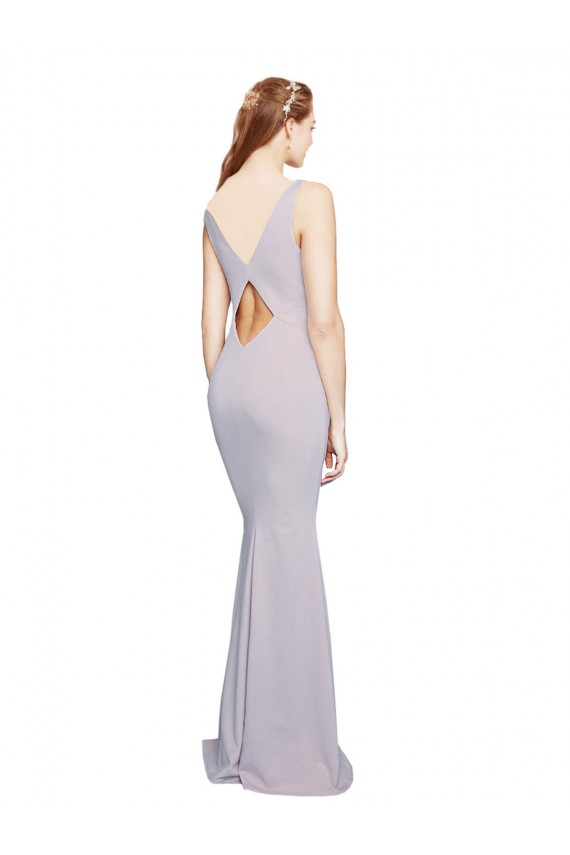 Wholesale Cut-Out Back V-Neckline Mermaid Crepe Prom Dress Keyhole Back UK