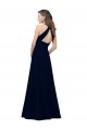 Wholesale High Neck Crepe Prom Dress with Pleats and Keyhole Back UK