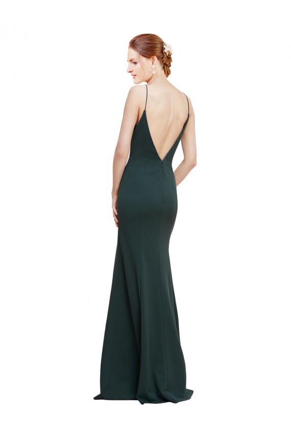 Wholesale Deep V-Neck and Back Long Crepe Prom Dress UK
