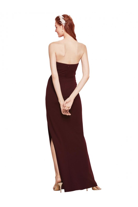 Wholesale Twisted Strapless Keyhole Long Crepe Prom Dress with Slit UK