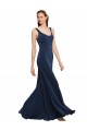 Wholesale Fit and Flare Long Crepe Prom Dress with Round Neck UK