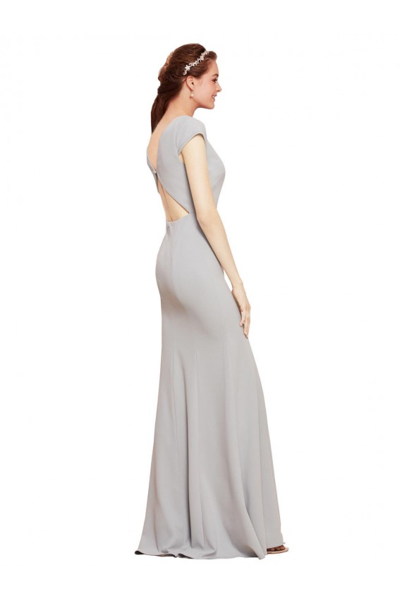 Wholesale Fit and Flare Long Crepe Prom Dress with Tie Open Back UK