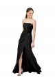 Wholesale Strapless Fit and Flare Long Crepe Prom Dress with Knot and Slit UK