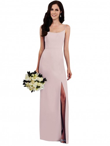 Wholesale Spaghetti Strap V Back Crepe Prom Dress with Front Slit UK