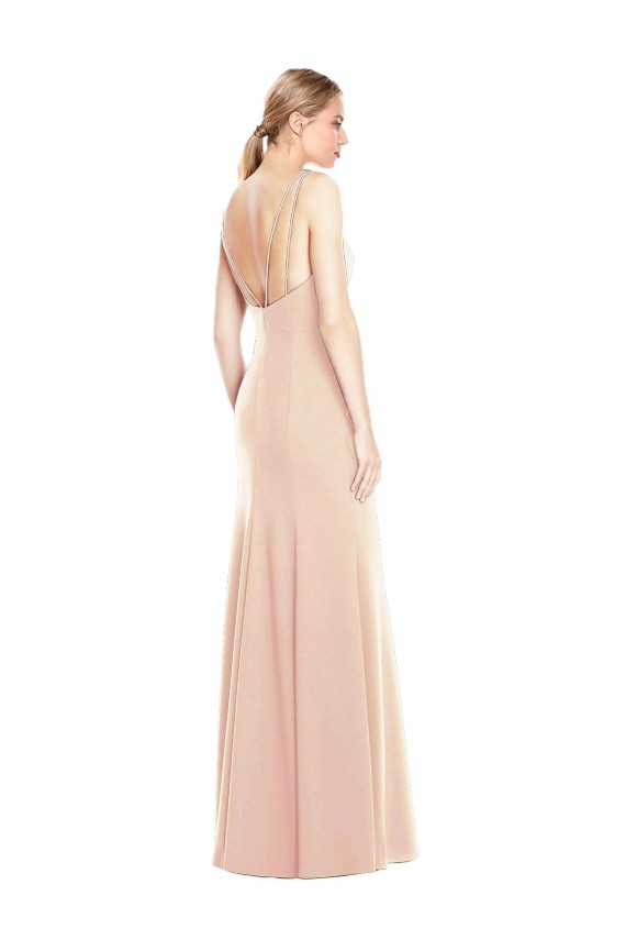 Wholesale V-Spaghetti Strap Open Back Bateau Neck Trumpet Prom Dress UK
