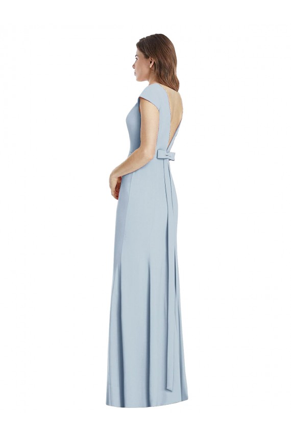 Wholesale Bateau Neck Cap Sleeves Open Back Trumpet Prom Dress UK