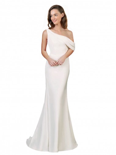 Wholesale One Shoulder Crepe Prom Dress with Draped Off the Shoulder Strap UK