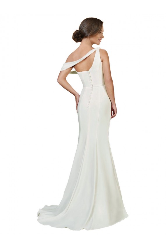 Wholesale One Shoulder Crepe Prom Dress with Draped Off the Shoulder Strap UK