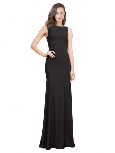 Wholesale Sleeveless Bateau Neckline Crepe Prom Dress with Twist Back UK