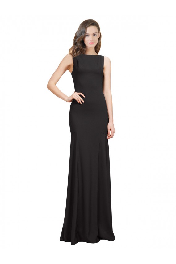 Wholesale Sleeveless Bateau Neckline Crepe Prom Dress with Twist Back UK