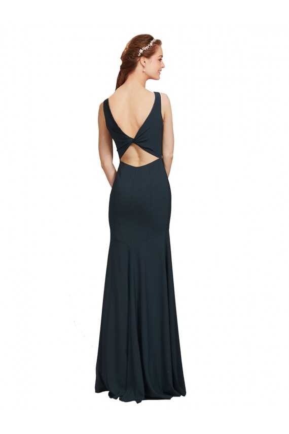 Wholesale Sleeveless Bateau Neckline Crepe Prom Dress with Twist Back UK