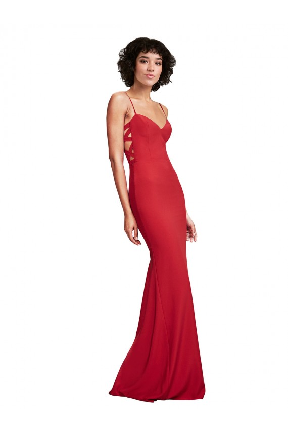 Wholesale Spaghetti Strap Slip Neckline Crepe Prom Dress UK